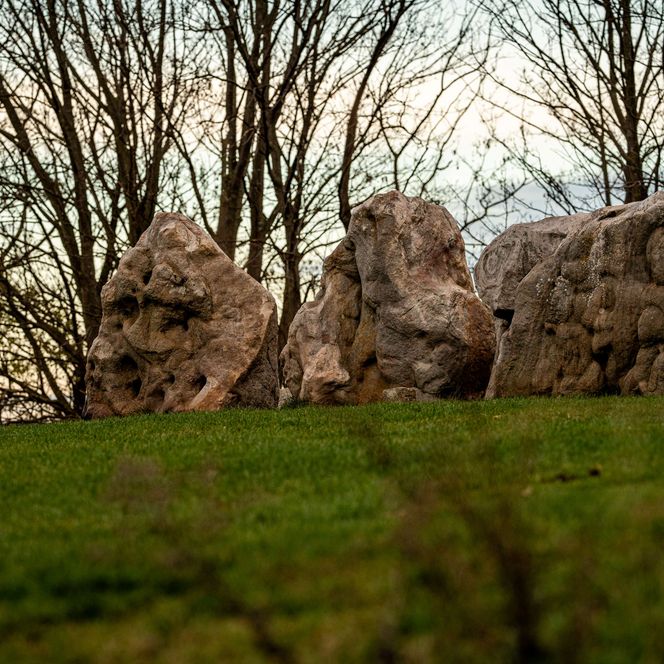Megalithanlage Lübbensteine bei Helmstedt auf einer Wiese